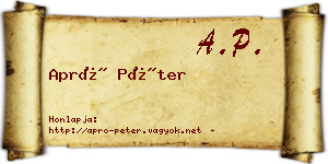 Apró Péter névjegykártya