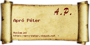 Apró Péter névjegykártya